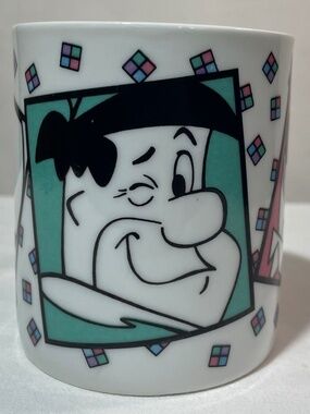 Vintage Fred Flintstone, Scooby Doo, Yogi Bear Head Shots Ceramic Coffee Cup Mug